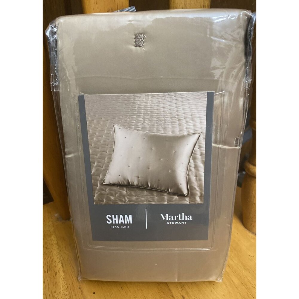 Martha Stewart STANDARD Pillow Sham Tufted Satin‎ GOLD